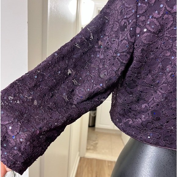 Kathy Roberts Purple Sequin Bolero Jacket Sz 8 - Picture 3 of 4